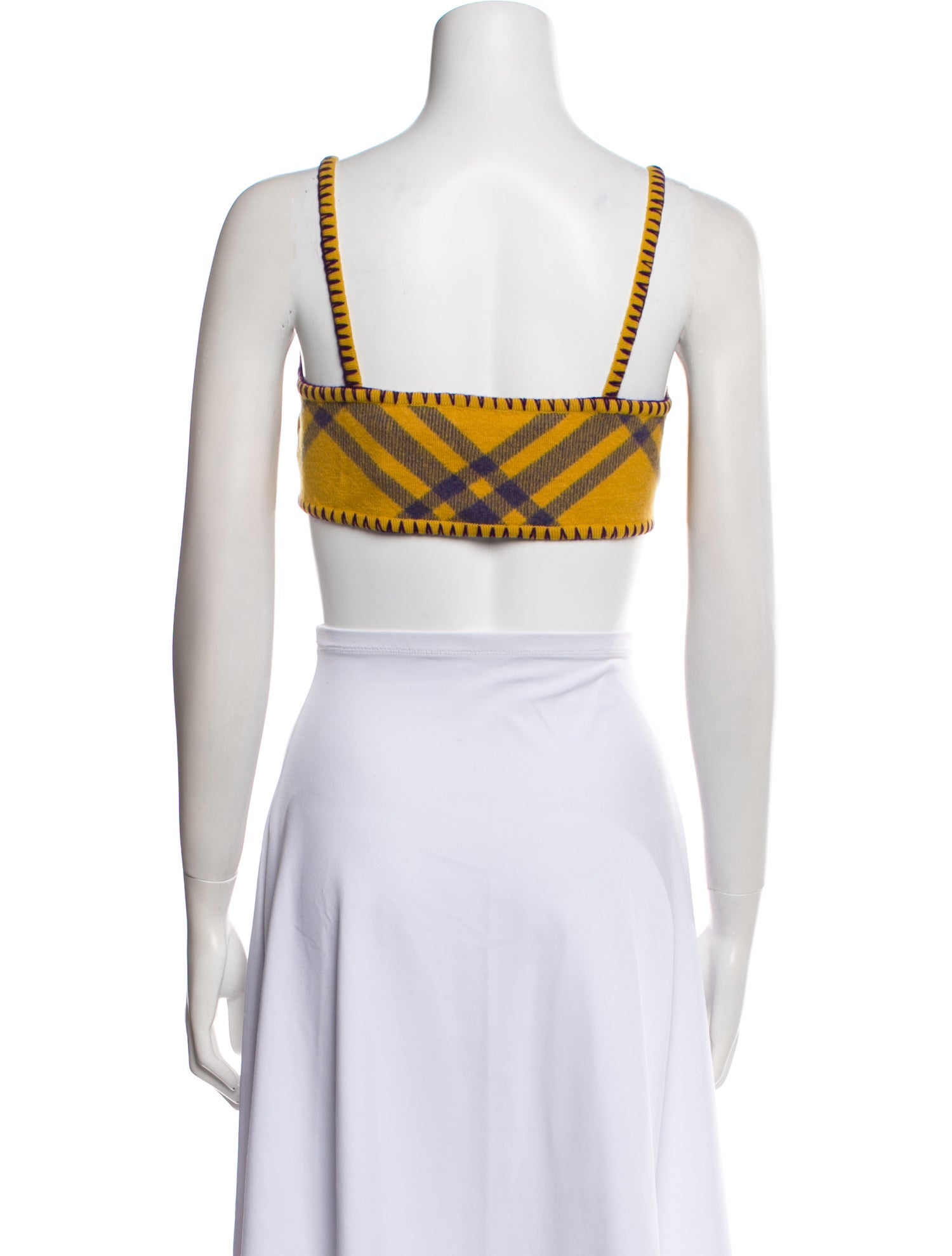 Burberry Wool Plaid Print Crop Top